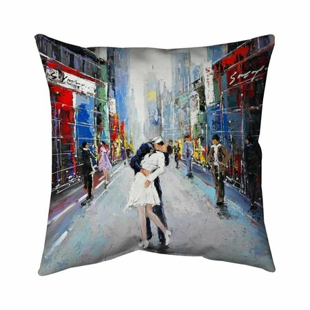 BEGIN HOME DECOR 20 x 20 in. Kiss of Times Square-Double Sided Print Indoor Pillow 5541-2020-CI54